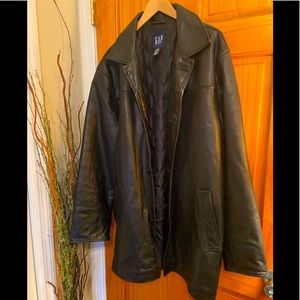 Black leather oversized blazer